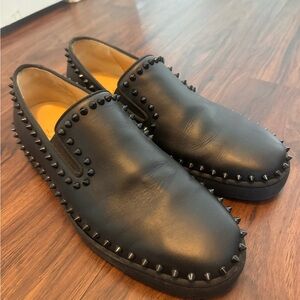 Christian Louboutin Black Studded Loafers